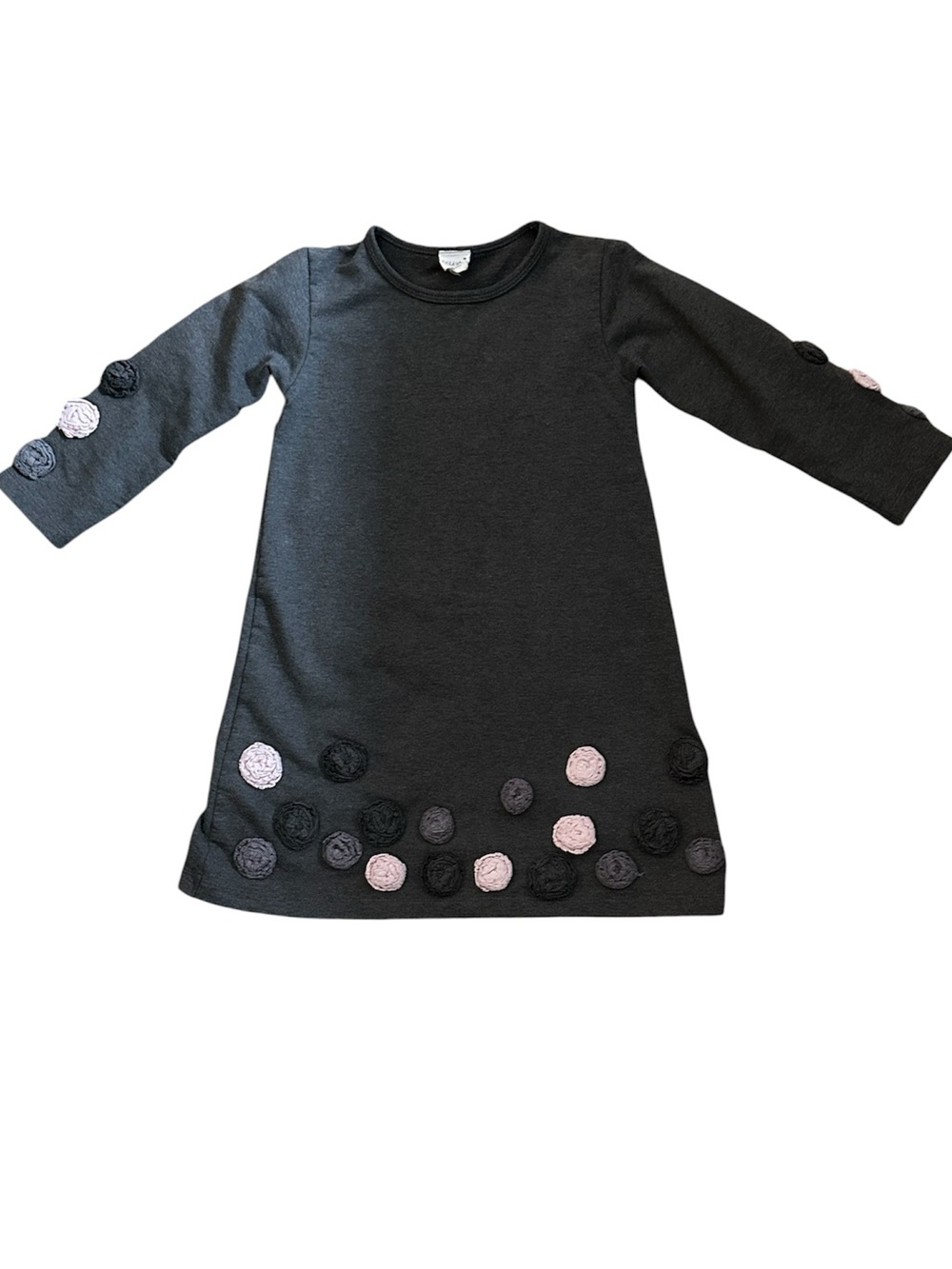 Uuni Gray Dress with Pink Rosette Accents Size 5